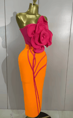 Carmella Elegant Floral Strapless Backless Bodycon Bandage Long Dress