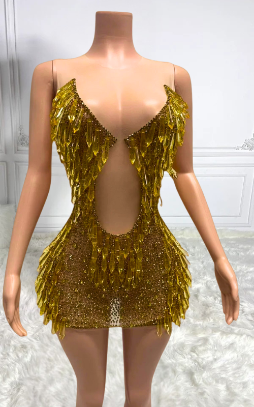 Dana Sparkly Water Drop Mesh Crystal Party Dress - Ready to Ship
