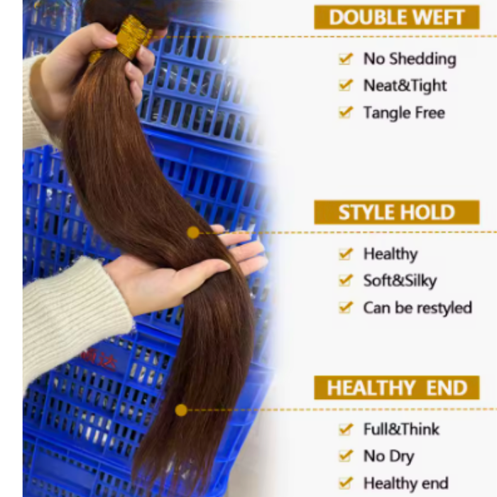 12A Chocolate Brown Straight Hair Bundles – 100% Brazilian Raw Human Hair Extensions