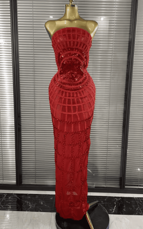 Catherine Strapless Shining Sequin Bodycon Gown Dress