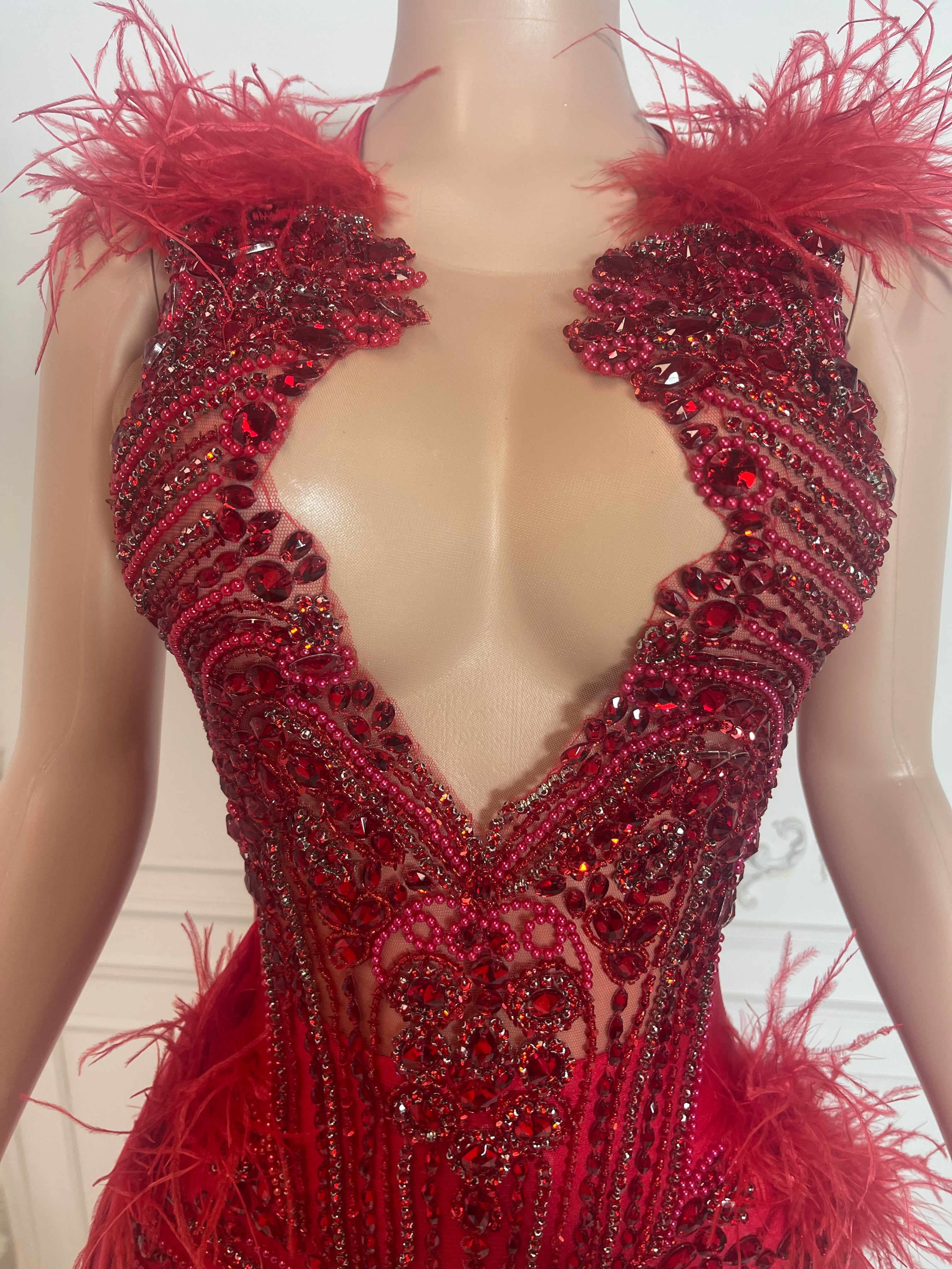 Diamond Feather Crystal Rhinestone Birthday Dress