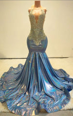 Crystal Scalloped Bodice Prom Dress With Deep V Plunge And Shimmering Metallic Train