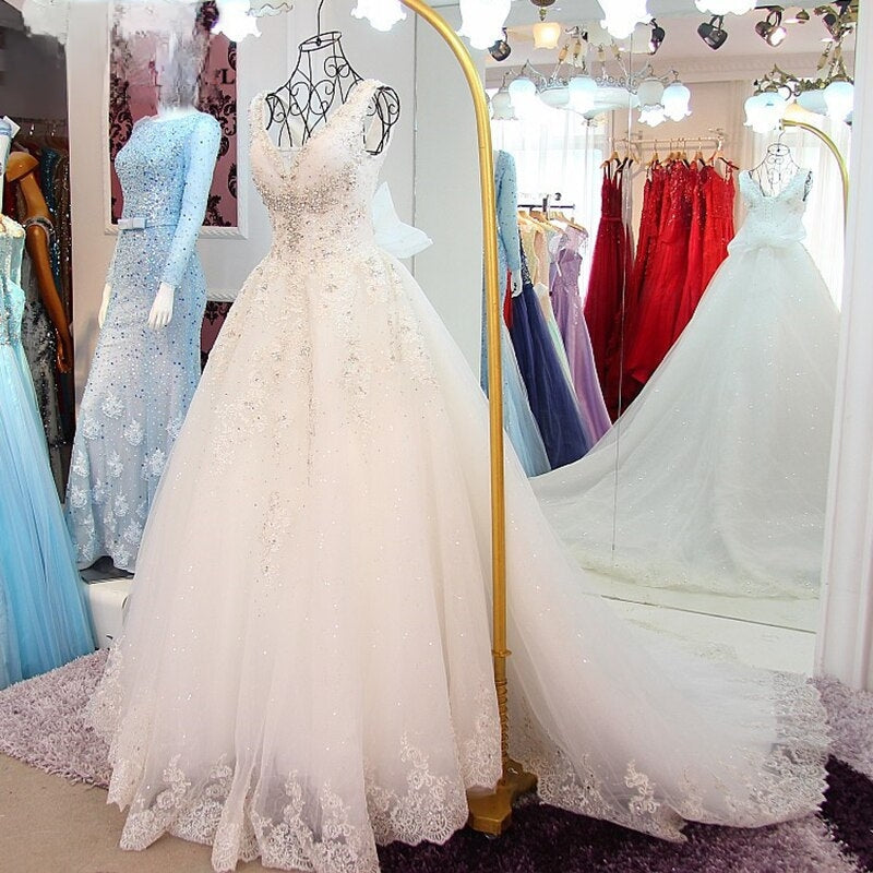 Beaded Long Ball Gown Wedding Dress