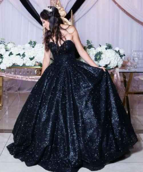 Black Sweetheart Sleeveless Sparkly Strapless Quinceanera Dress