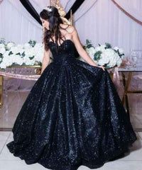 Black Sweetheart Sleeveless Sparkly Strapless Quinceanera Dress